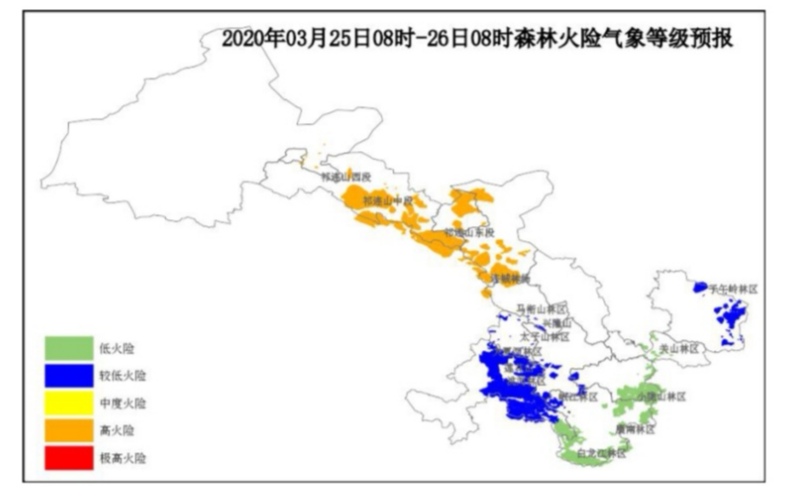 2020年3月25日甘肃省森林火险气象等级预报